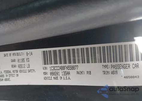 2015 Chrysler 200 Limited from USA, damaged, VIN 1C3CCCAB8FN558877